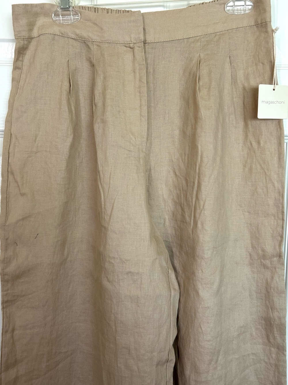 Linen pants wide leg pants beige khaki pants Magaschoni size M women’s pants